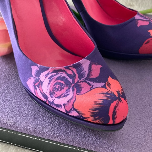 Nine West ‘Rocha’ Satin Purple Floral Heel Sz 10 - Picture 9 of 12